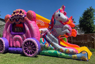 Kids Party Princess Carriage Bounce House ze zjeżdżalnią Komercyjny nadmuchiwany zamek bramkarza dla dziewczynek