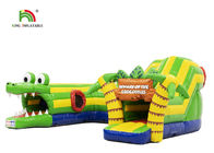 Outdoor 6,5x5,5m zielony krokodyl nadmuchiwany tor przeszkód nadmuchiwane gry sportowe