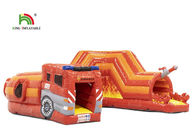 PVC 0,55 mm 21 stóp Czerwony wagon strażacki Nadmuchiwany tor przeszkód dla dzieci