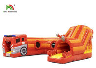 PVC 0,55 mm 21 stóp Czerwony wagon strażacki Nadmuchiwany tor przeszkód dla dzieci