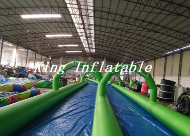 100 m długi podwójny pas nadmuchiwany Slip N Slide Green Blue z nadrukiem logo
