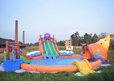Plenerowe plandeki PCV nadmuchiwane park wodny na lądzie z 3 zjeżdżalniami