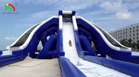 Super Triple Slide Nawierzchnia wodna podmuchalna Wodny park zewnętrzny dla dzieci Komercyjne podmuchy wodne