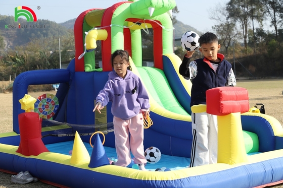 Dzieciaki Party Wet DryInflatable Bounce House Wodny Slide Bouncer Combo Z Większym Splash Pool wspinaczka Blower Basket Dartboard