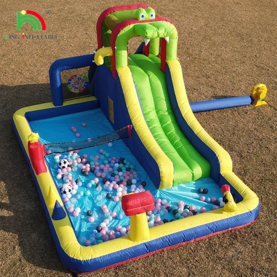 Dzieciaki Party Wet DryInflatable Bounce House Wodny Slide Bouncer Combo Z Większym Splash Pool wspinaczka Blower Basket Dartboard