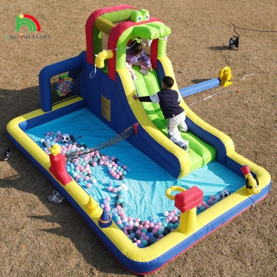 Dzieciaki Party Wet DryInflatable Bounce House Wodny Slide Bouncer Combo Z Większym Splash Pool wspinaczka Blower Basket Dartboard