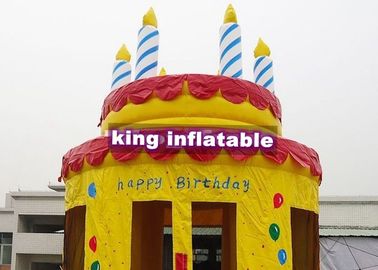 Ręcznie rysowane Happy Birthday Cake nadmuchiwany dmuchany zamek dla rodziny o średnicy 4m