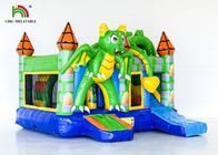 Kids Inflatable Bouncer Combo / Green Inflatable Dragon Jumping Castle