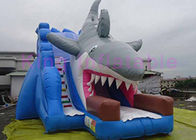 EN14960 Inflatable Dry Slide For Kids, Blue Double Stitch Inflatable Shark Slide
