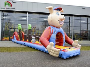 Indywidualny projekt 0,55mm PVC Tarpaulin Inflatable Piggy Obstacle Course dla dzieci