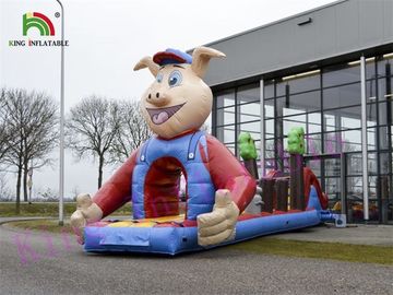 Indywidualny projekt 0,55mm PVC Tarpaulin Inflatable Piggy Obstacle Course dla dzieci