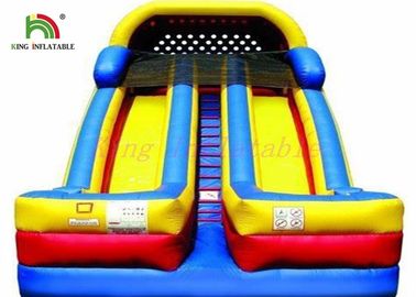 Giant Blue and White Inflatable Dry Slides Wodoodporna plandeka PCV do parku rozrywki