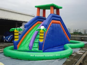 Pomarańczowy i niebieski 0.55mm PCV Nadmuchiwane zjeżdżalnia / nowy projekt Slide Backyard