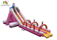 Dostosowany rozmiar Różowa plandeka PVC Nadmuchiwana zjeżdżalnia Zewnętrzny park rozrywki dla dzieci