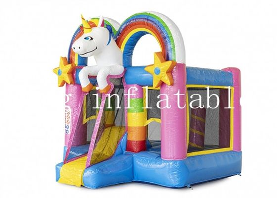 EN71 Magic Unicorn Inflatable Combo Bounce House Ze zjeżdżalnią