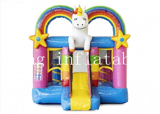 EN71 Magic Unicorn Inflatable Combo Bounce House Ze zjeżdżalnią