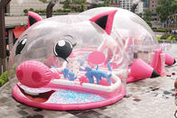 Komercyjny nadmuchiwany plac zabaw dla różowej świni z pokrowcem na namiot bąbelkowy