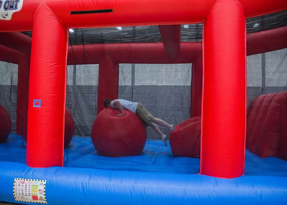 Dostosowana zabawna czerwona nadmuchiwana tor przeszkód nadmuchiwana gra sportowa