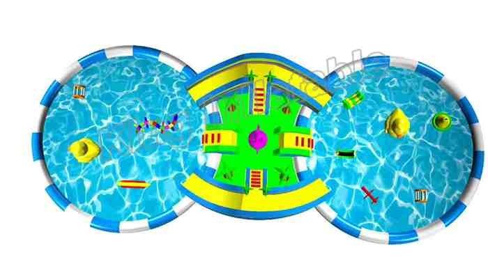 Gry na świeżym powietrzu Kolorowy nadmuchiwany podwórkowy park wodny z dwoma basenami / zjeżdżalnią